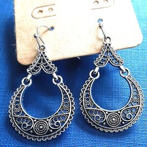 New Boho Gypsy Earrings Vintage Style Silver Tone Filigree Fashion Jewelry